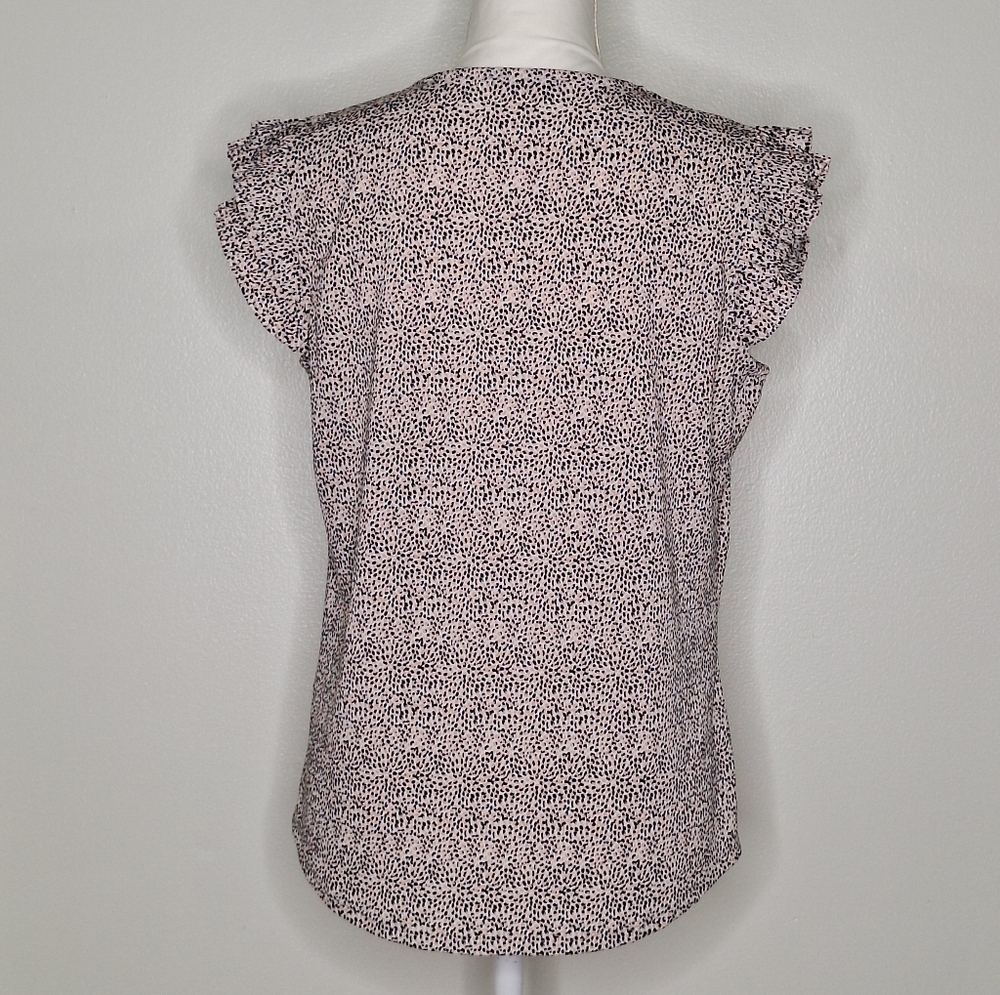 Adrianna Papell V-Neck Top With Pleated Flutter Sleeves - Picture 3 of 12